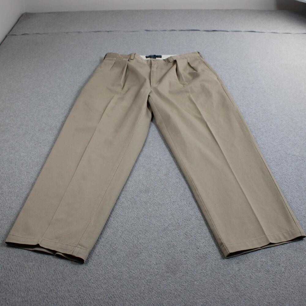 Polo Ralph Lauren Pant Men 35x30 Beige Andrew Classic Chino Pleated Heritage Y2K